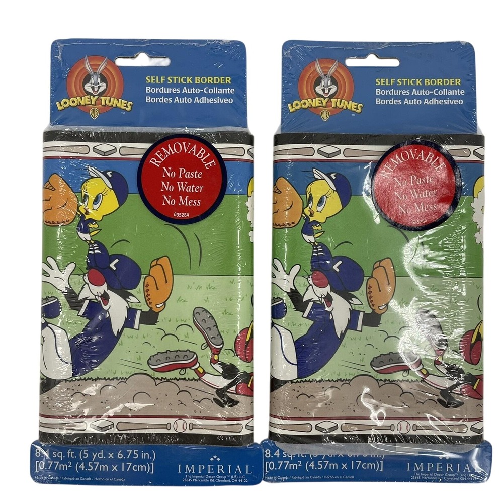 2pk Looney Tunes Baseball Self Stick Wall Border Sylvester Tweety Taz TTFS2004B